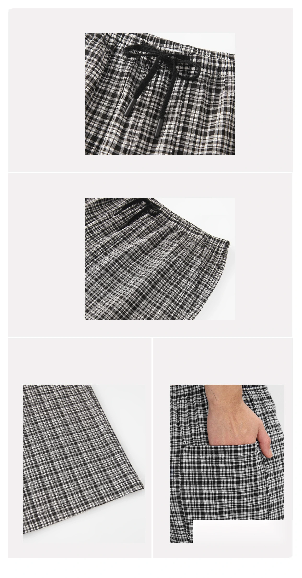 Women's Plaid Pattern Loose Slim Straight Long Pants Lightweight Casual Sports Trousers Custom detail