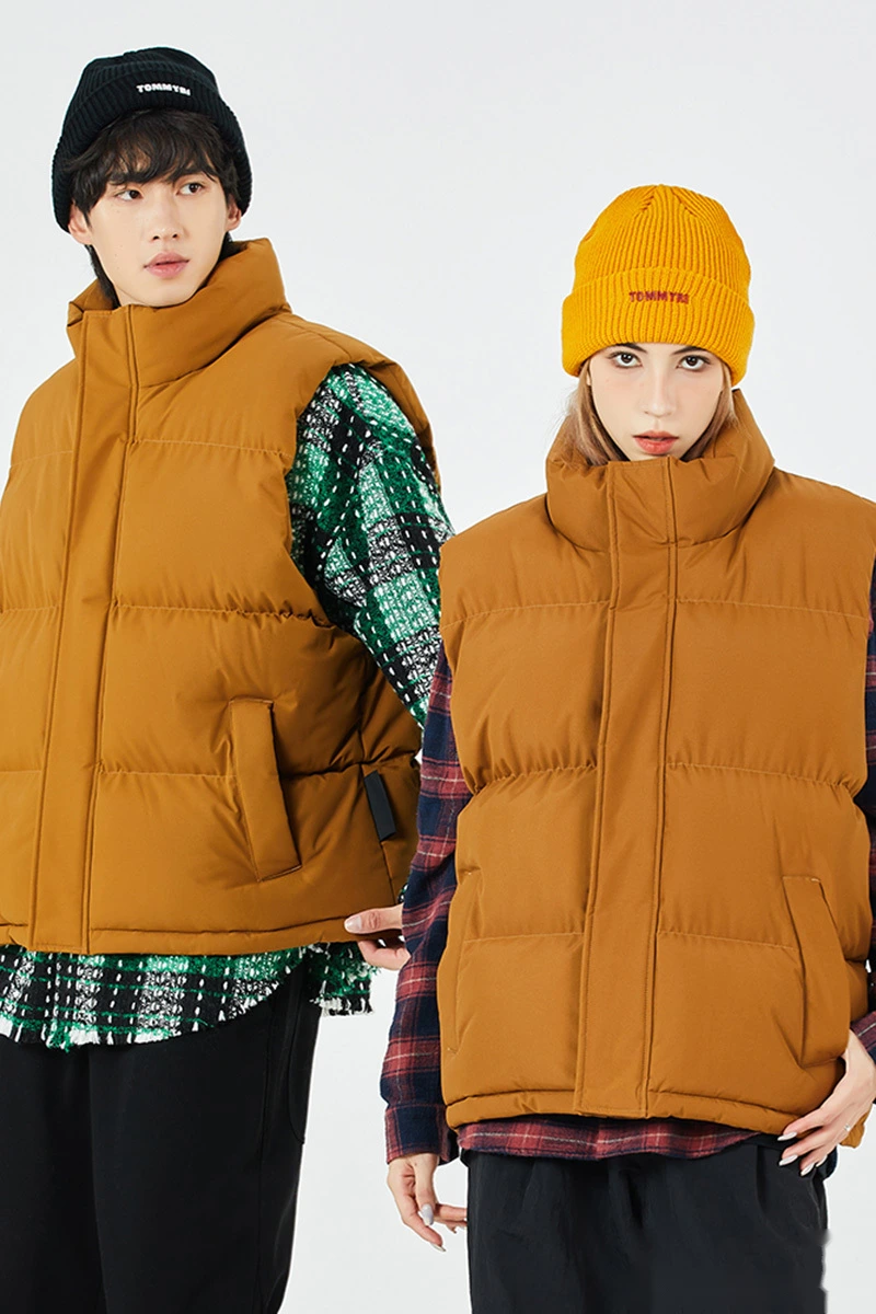 Customized fashion waterproof and warm cotton-padded jacket down jacket vest for men and women detail