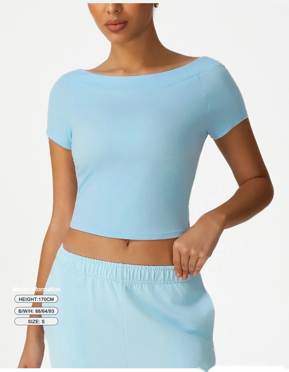 Slim-fit shaping sports top New skims short-sleeved T-shirt leisure yoga clothes high-elastic top detail