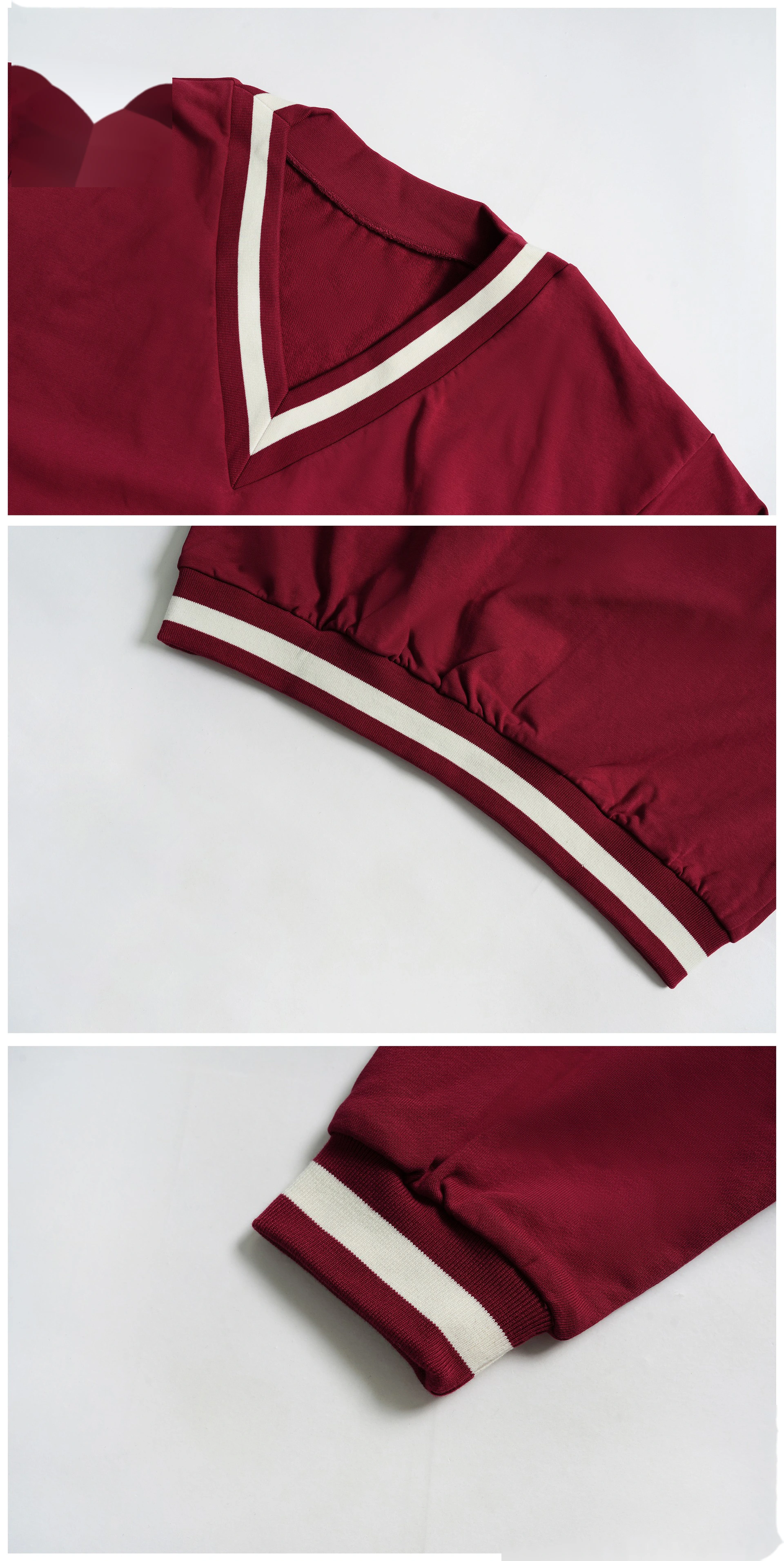 Bulk Custom V-Neck Casual Hoodie - Color Block Loose Fit Outdoor Sports Running Sweatshirt detail