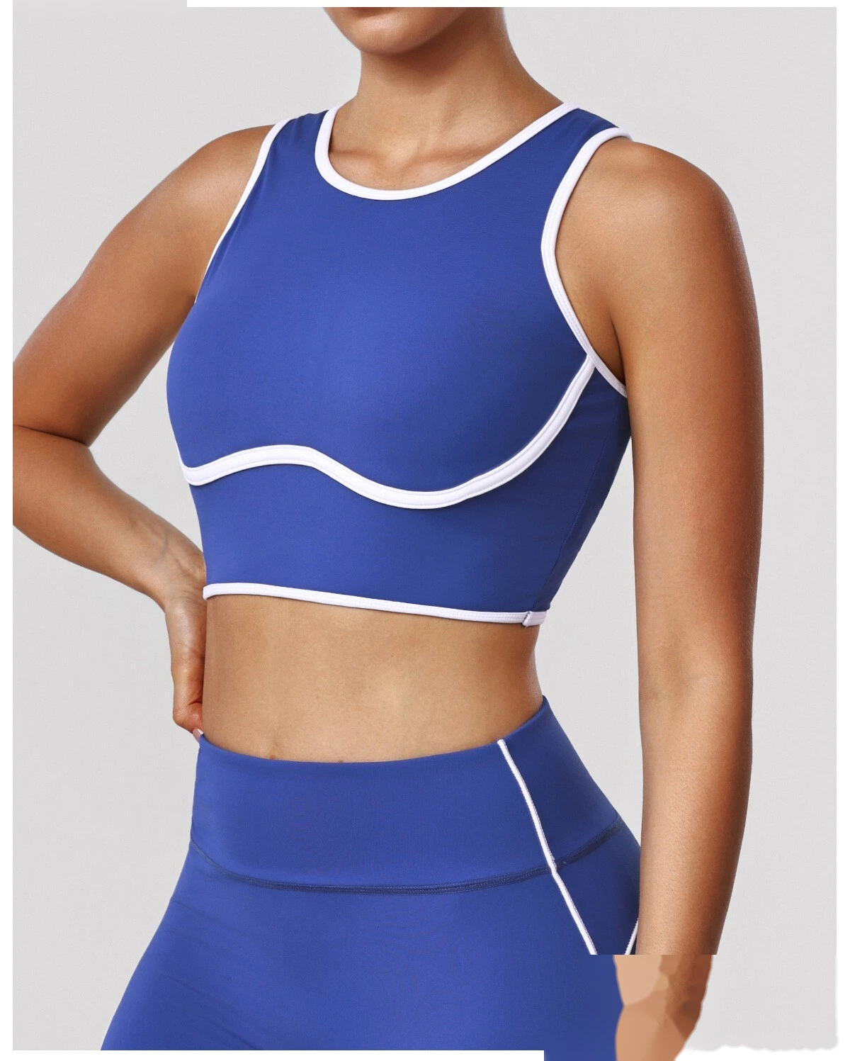 Bulk Custom Color Block Beauty Back Sports Bra - Padded High Support Shockproof Yoga Gym Running Activewear detail