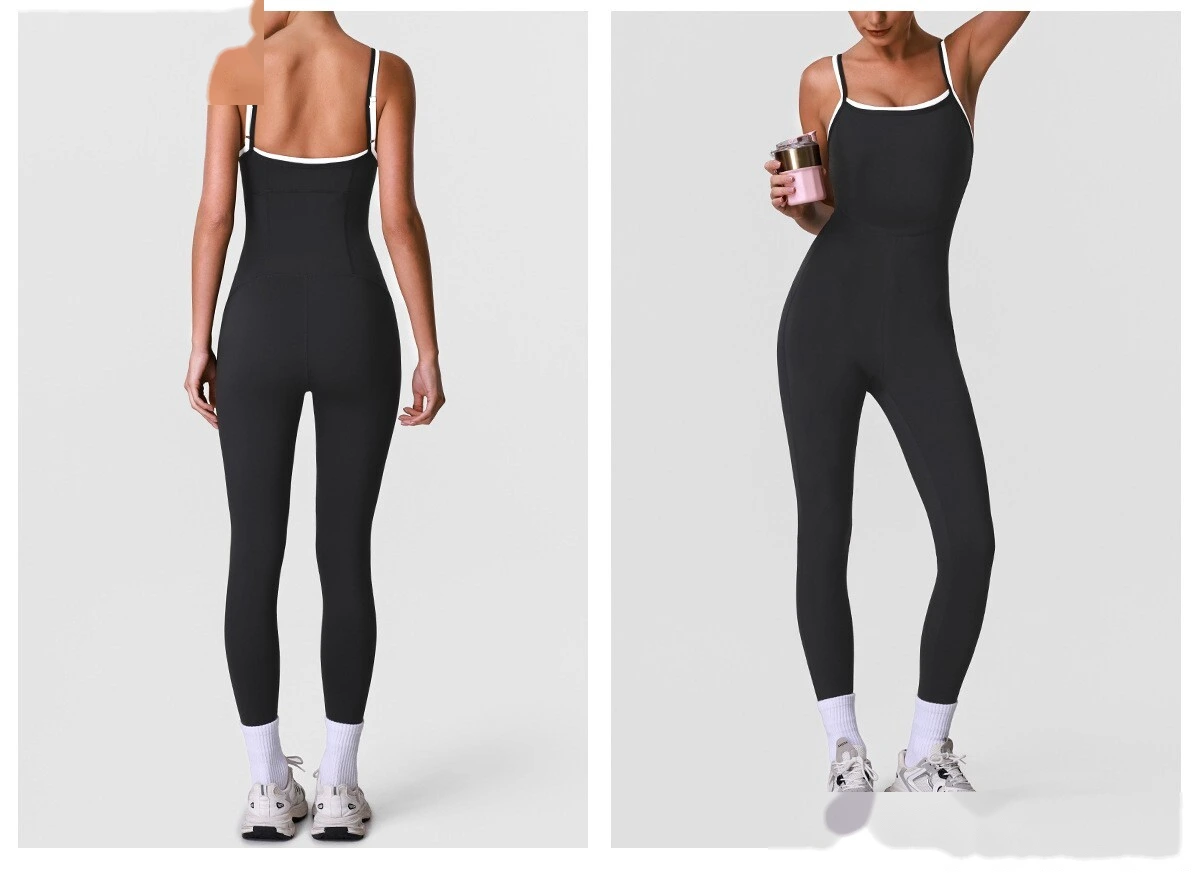 Adjustable Thin Strap Beauty Back Sleeveless Yoga Bodysuit, Women Body Shaping Sports Jumpsuit detail