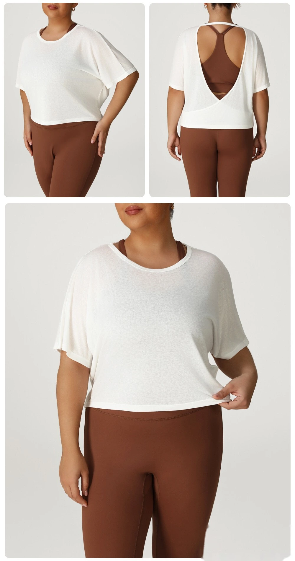 Custom-made plus-size sports blouses, fitness clothes, T-shirts and women's plus-size yoga clothes tops. detail