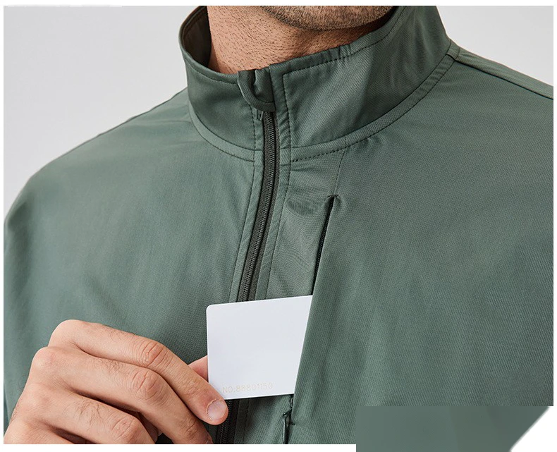 Custom autumn and winter sports coat stand collar zipper jacket outdoor windproof long sleeve cardigan running fitness detail