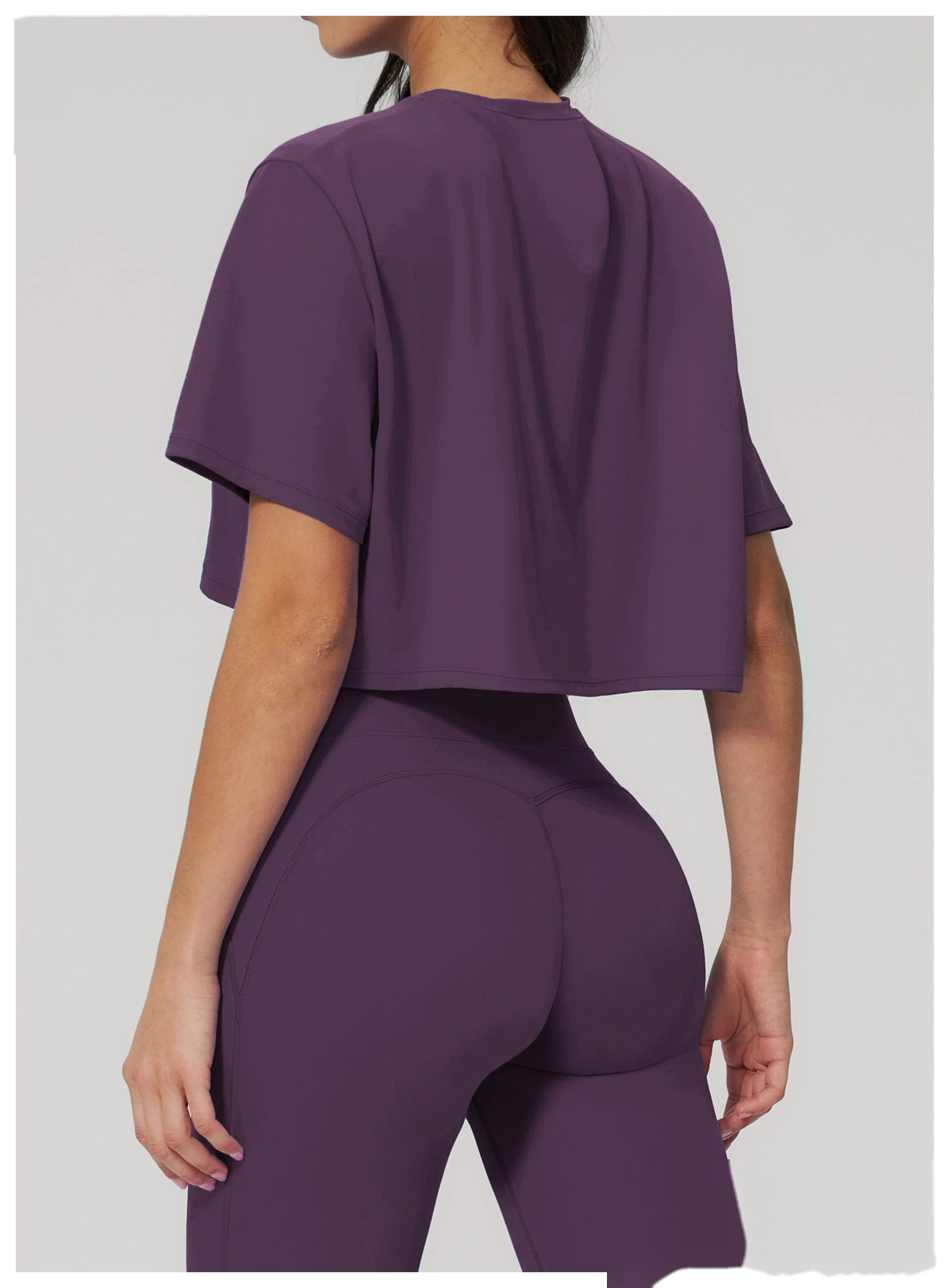 Custom Women’s Loose Fit Cropped Workout Top Short Sleeve Yoga T-Shirt Running Gym Activewear detail