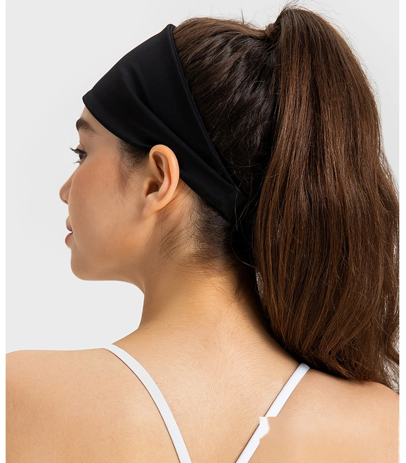 Yoga exercise headband with fitness running knitted sweat-absorbent belt quick-drying wide headband detail