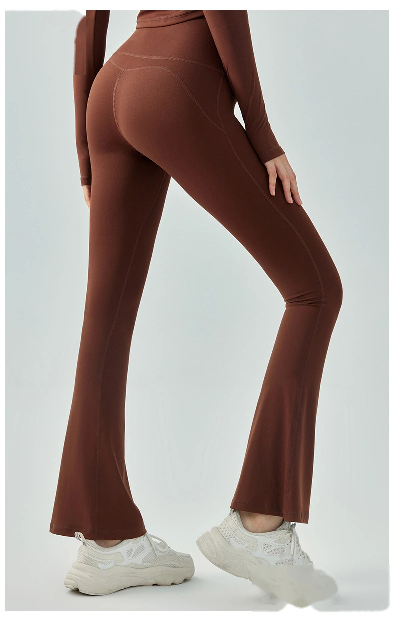 Women tights butt lift leggings casual wide-leg high rise running bell-bottom detail
