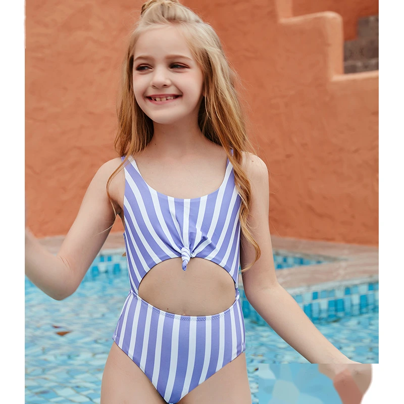 Customized Striped printed children's one-piece swimsuit bikini manufacturers From China detail