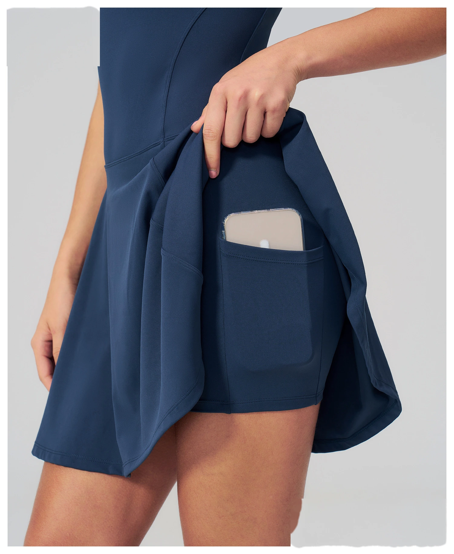 Women's Custom Yoga Sport Dress with Side Pockets, Anti-Exposure Quick Dry Breathable Running Fitness Tennis Skirt detail