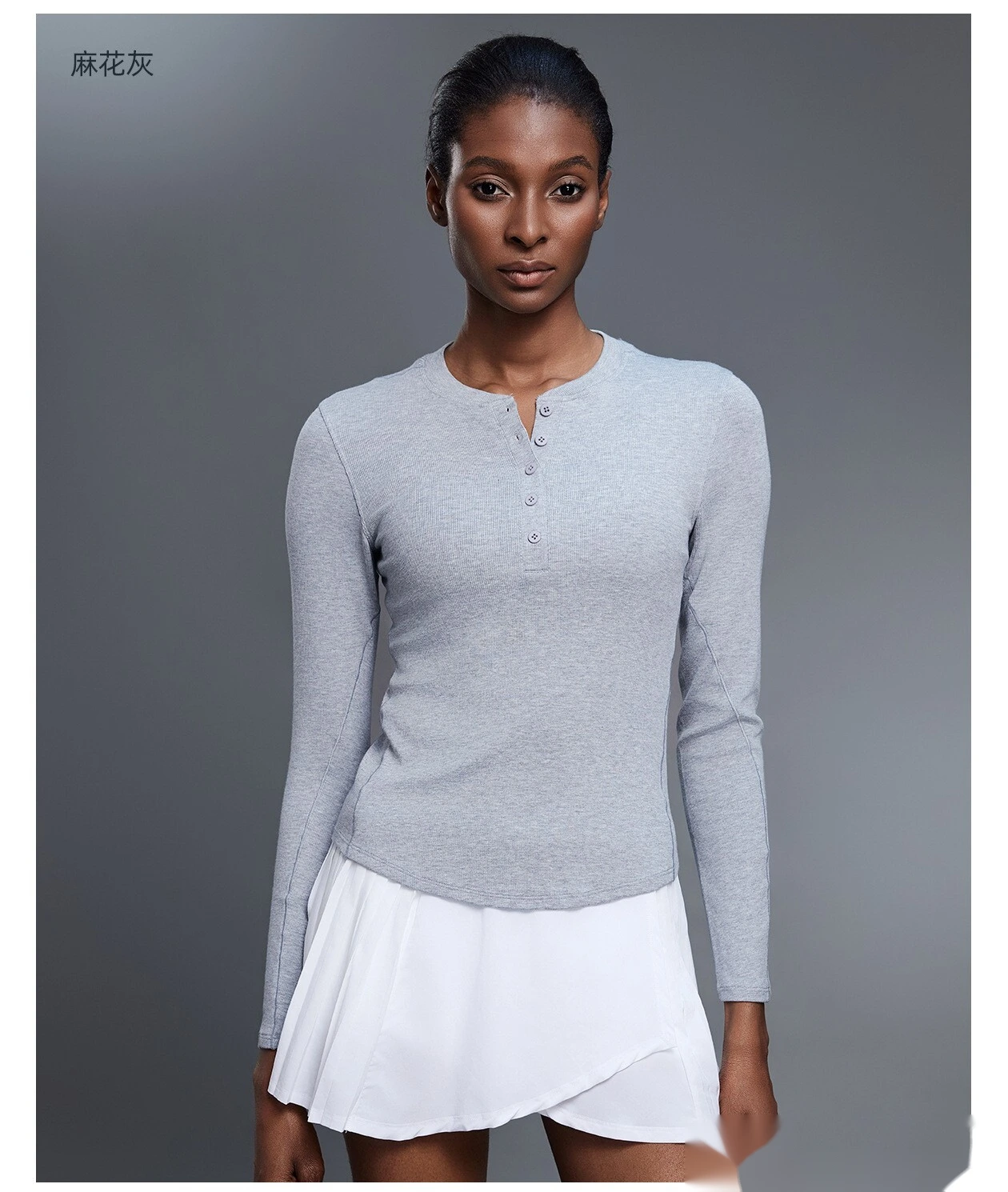 Customized Henry shirt modal skin-friendly sports shirt fitness yoga long sleeve T-shirt women detail