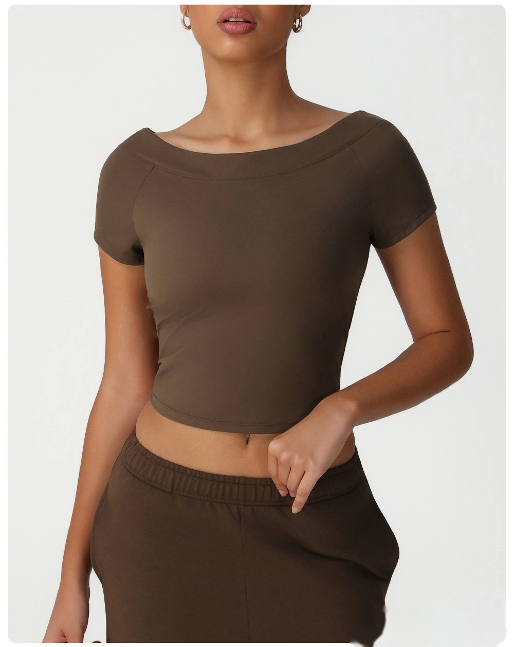 Slim-fit shaping sports top New skims short-sleeved T-shirt leisure yoga clothes high-elastic top detail