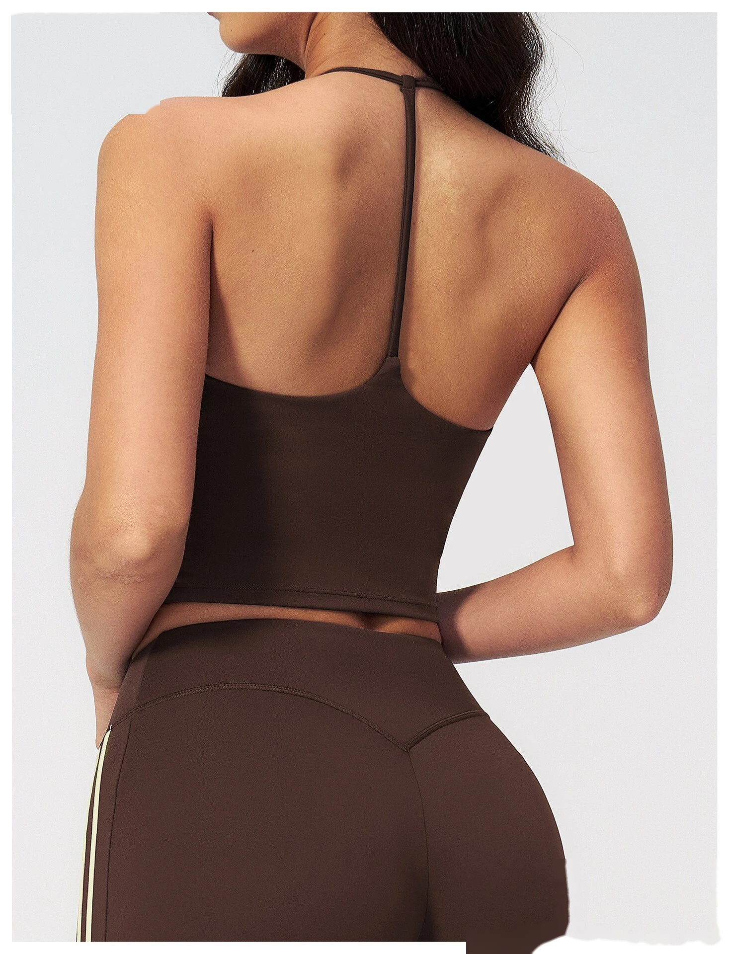 Custom Women Halter Sports Vest, V Neck Slim Yoga Top With Padded Bra Outer Wear Workout Tank Top detail