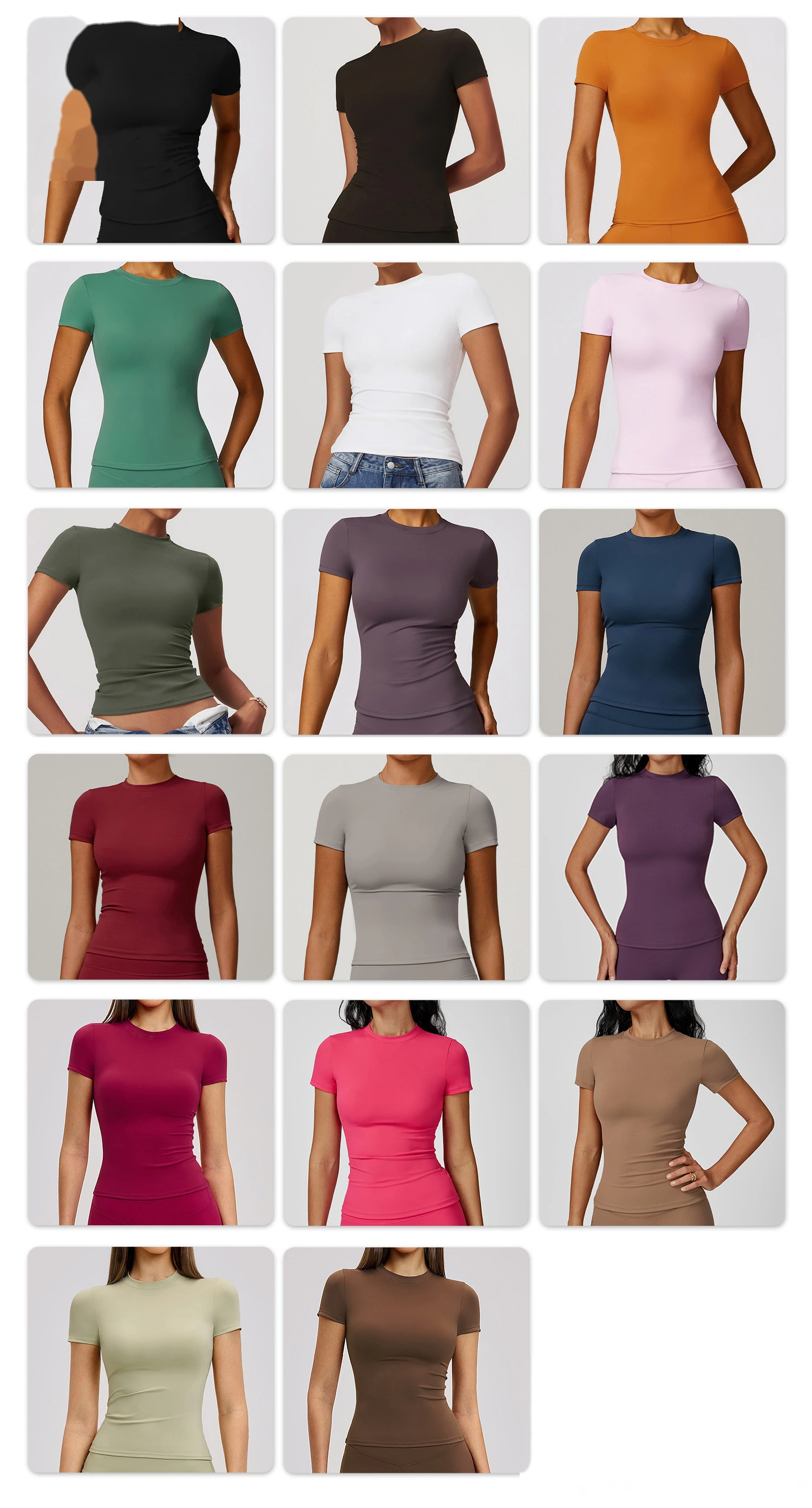 Women’s Custom Spring Summer Short Sleeve T-Shirt High Stretch Yoga Top Fitness Workout Running Tee detail