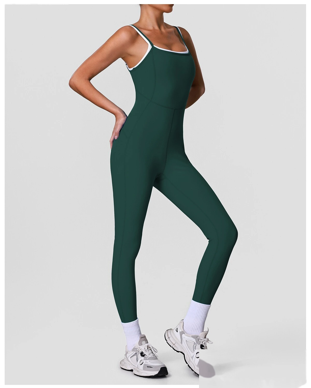 Adjustable Thin Strap Beauty Back Sleeveless Yoga Bodysuit, Women Body Shaping Sports Jumpsuit detail