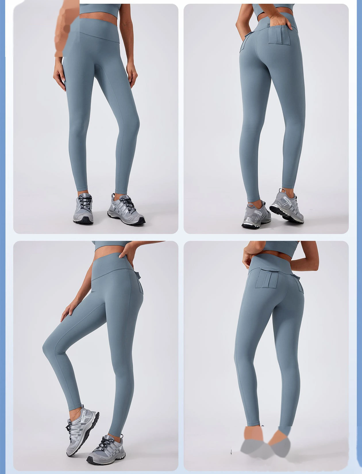 Custom-made high-waist, embarrassed-free yoga women workers' pocket running fitness pants detail