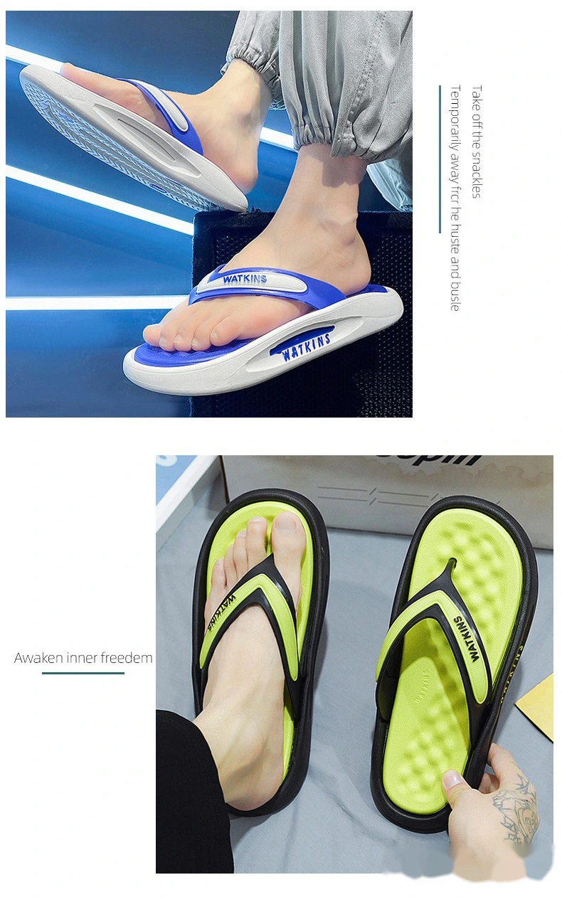 Custom flip-flops outdoor thick-soled fashion beach men's shoes soft-soled pinch couples sandals. detail
