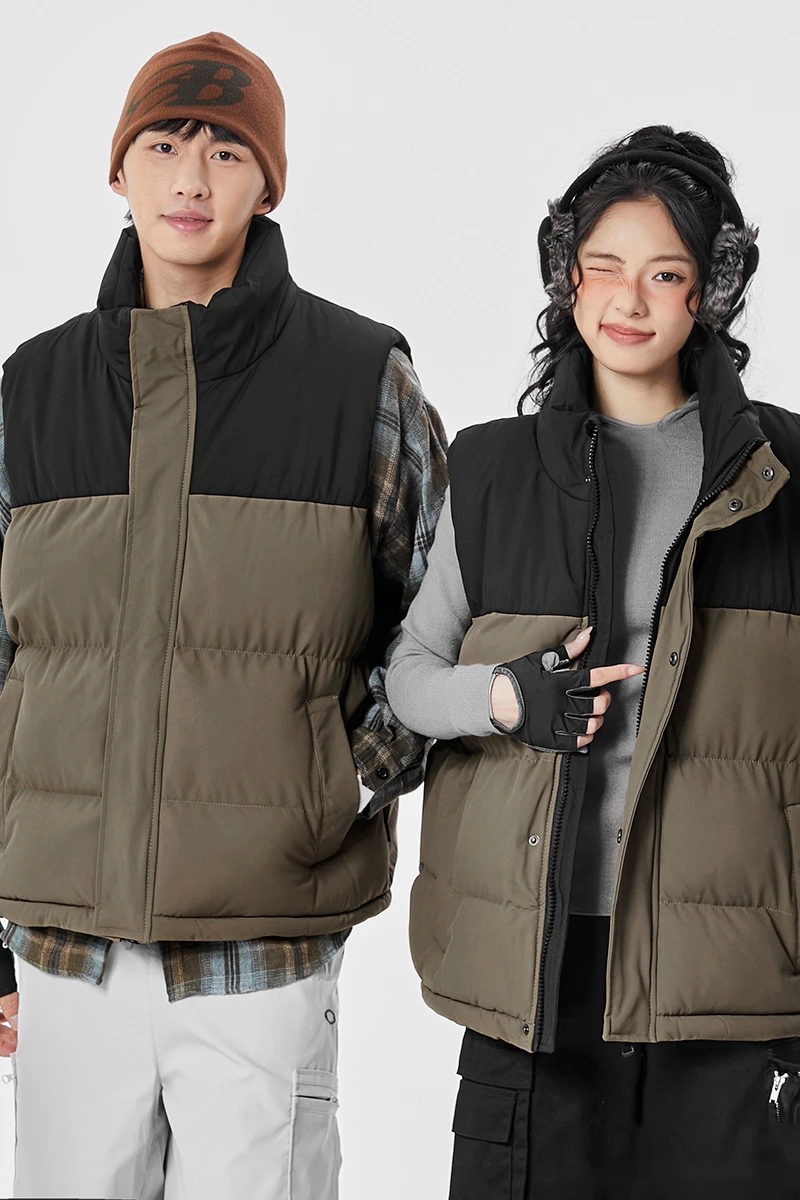 Customized fashion waterproof and warm cotton-padded jacket down jacket vest for men and women detail