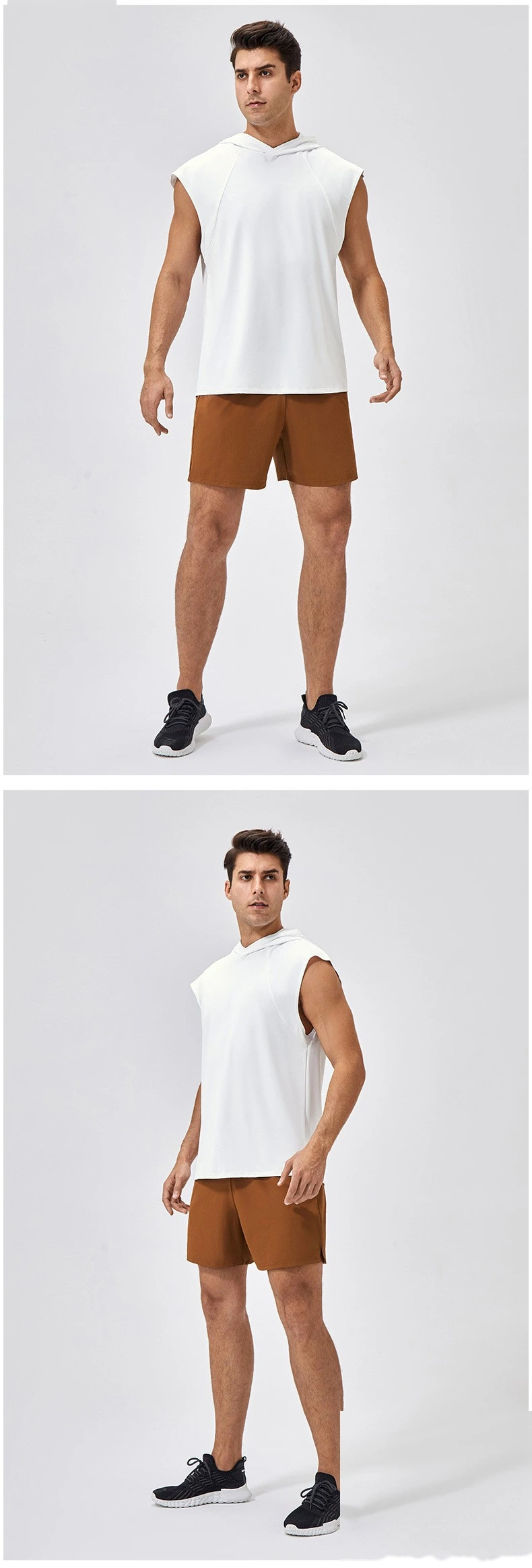 Customized men's loose quick-drying basketball running jacket hooded fitness vest detail