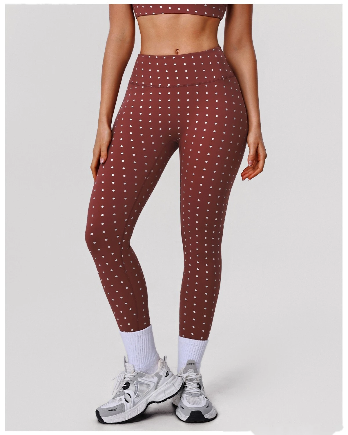 Bulk Custom Silver Polka Dot Yoga Leggings - Factory Direct High-Waisted Tights Products detail