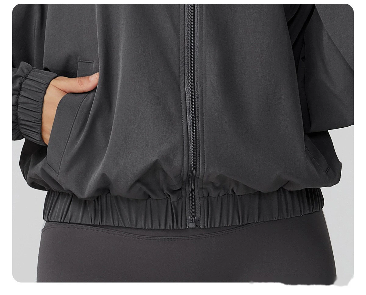 Custom-made stand-up collar sports coat women's windproof outdoor running fitness long-sleeved yoga clothing coat detail
