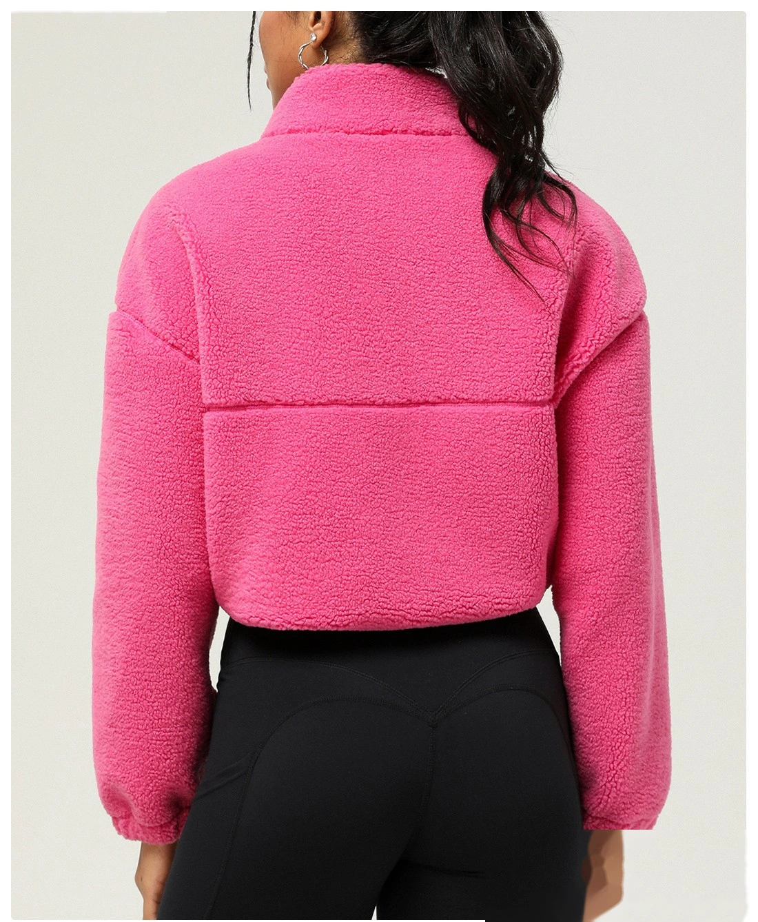 Custom lambswool sports and leisure coat thick plush short coat in autumn and winter outdoor running coat detail