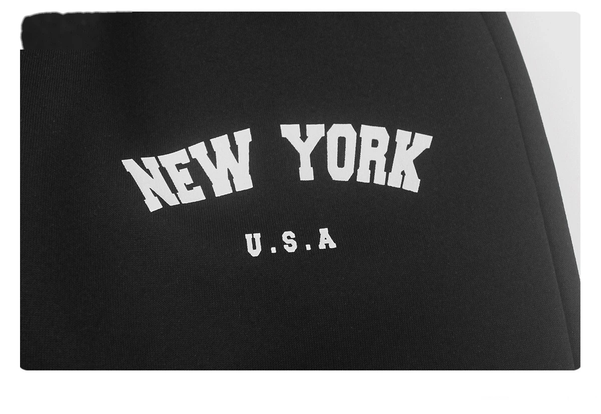 Custom Autumn-Winter Fleece Warm Sweatshirt Set with Cuffed Athletic Jogger Pants & Letter Print detail
