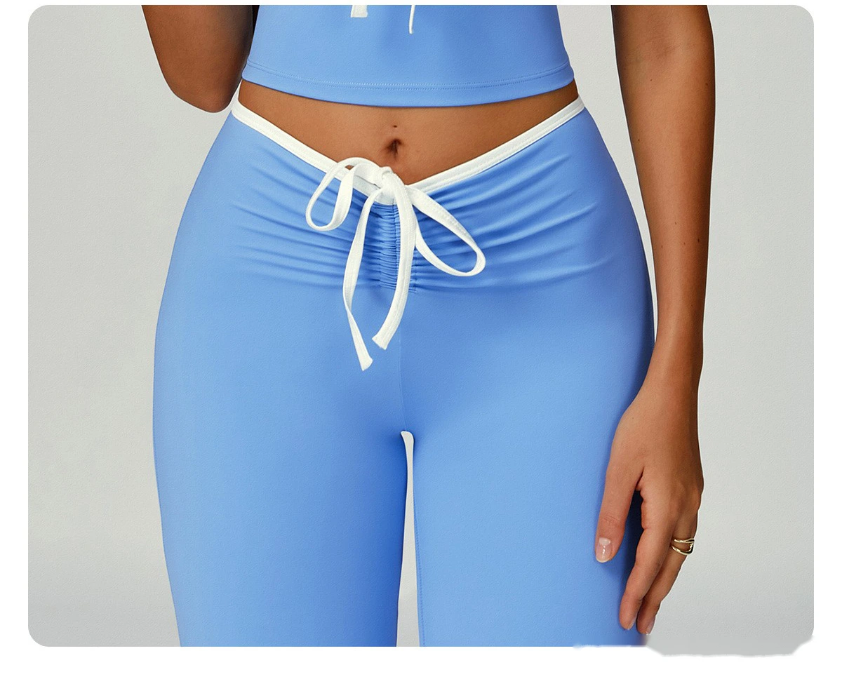 Custom-made contrast-wrapped bell-bottoms yoga fitness exercise high waist slim bell-bottoms women detail
