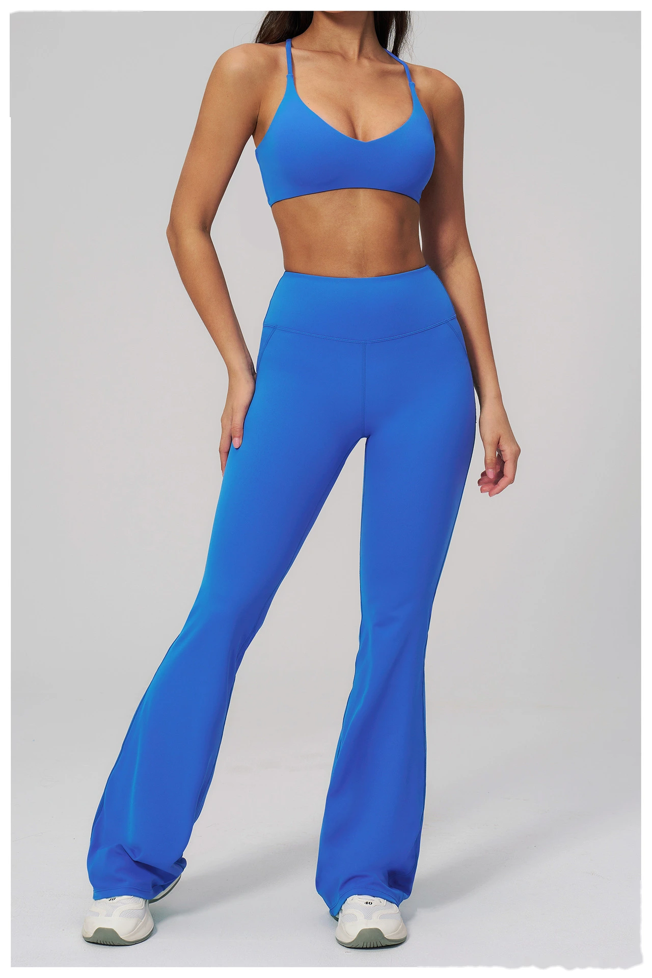 Sports suit women's beautiful back yoga suit tight micro-pull fitness suit detail