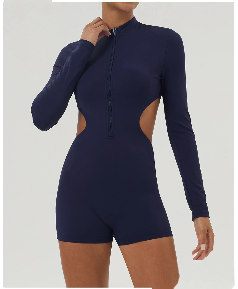 Quality Customized hollow waist long sleeve yoga clothes jumpsuit women's fitness clothes Manufacturer detail