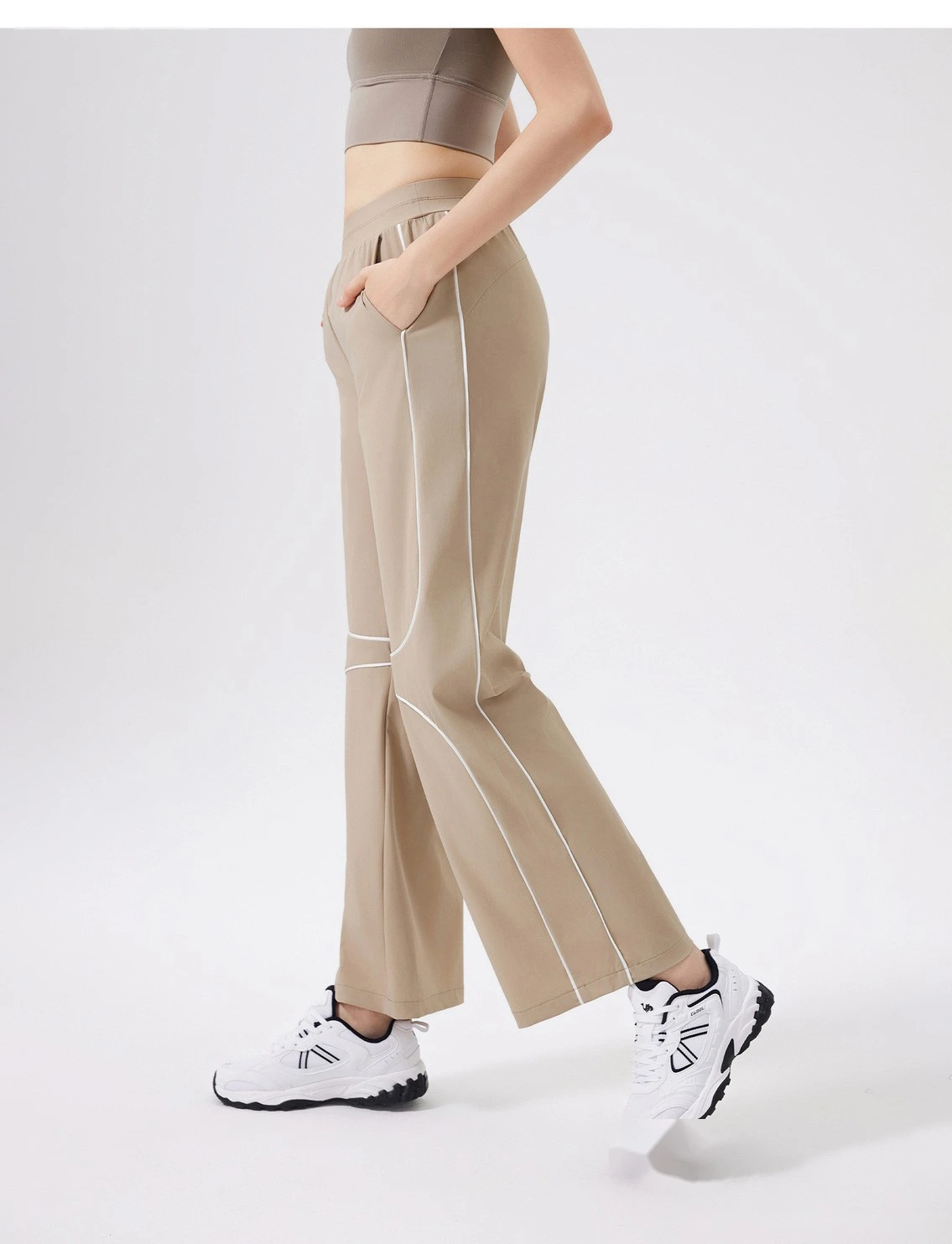 Quick-drying exercise cool pants women running loose yoga high waist fitness pants outdoor detail