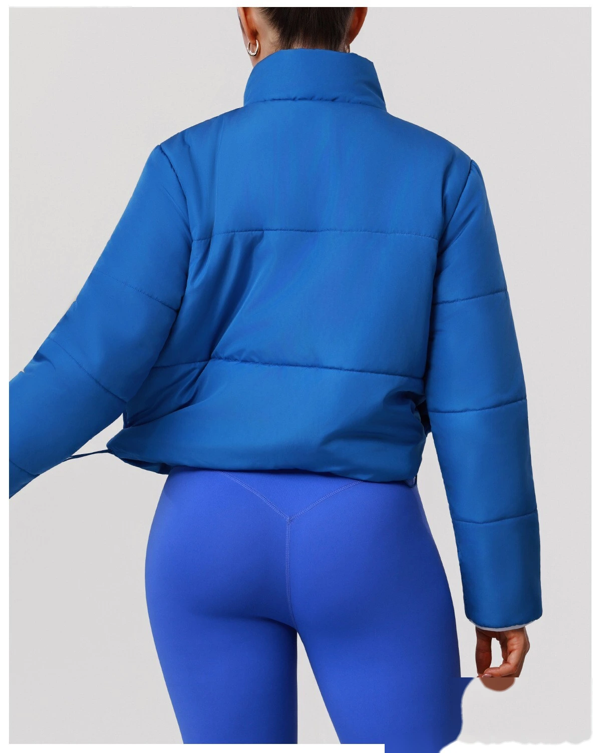 Women's Customizable Slim-Fit Winter Cotton Jacket - Thick Windproof Outdoor Sports Coat with Zipper for Running detail