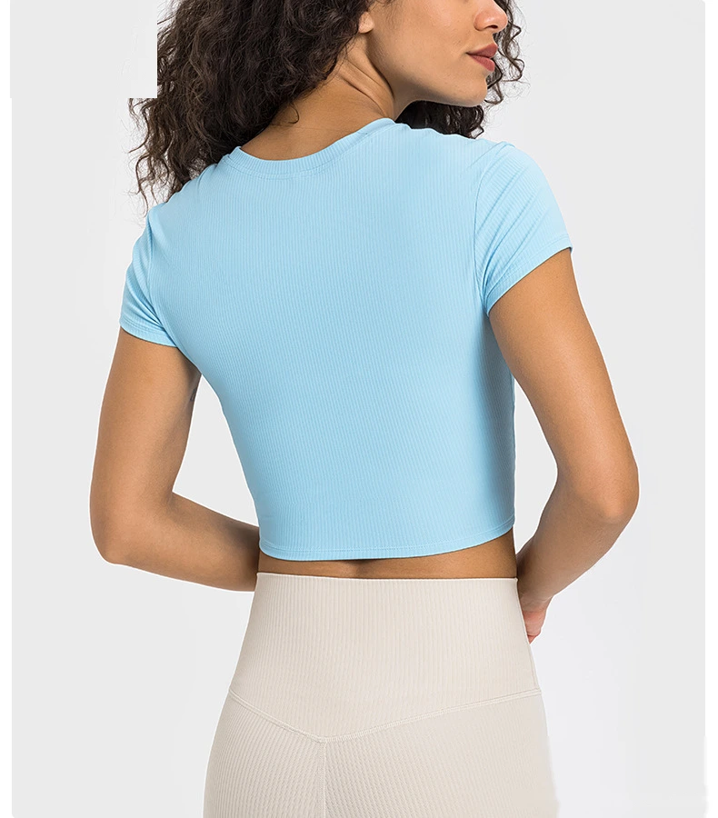 Quality Custom sports shirt sexy navel short yoga short sleeve T-shirt Manufacturer detail