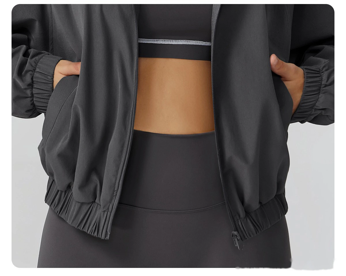 Custom-made stand-up collar sports coat women's windproof outdoor running fitness long-sleeved yoga clothing coat detail
