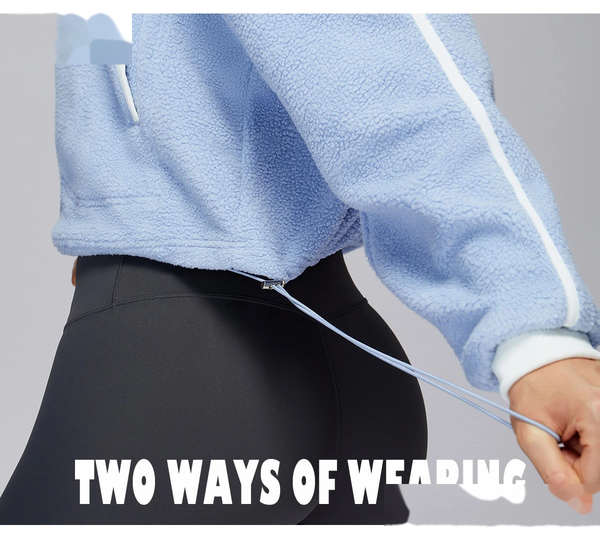 Customized autumn and winter stand-up collar windproof and warm polar fleece coat women's cashmere sports sweater detail