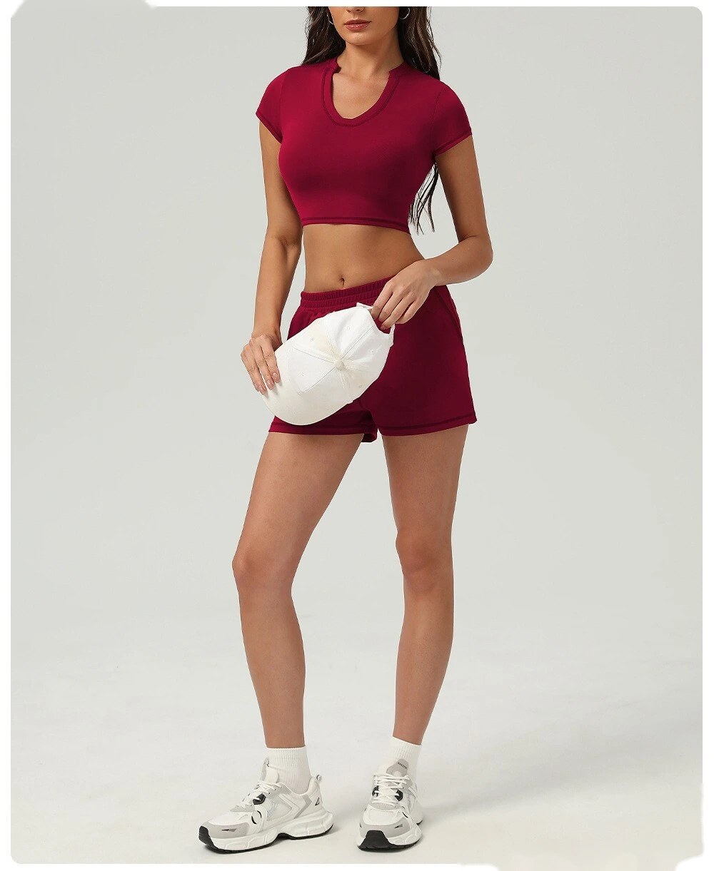 Sports and leisure high waist pocket tight shorts running sports peach hip outdoor fitness shorts female detail