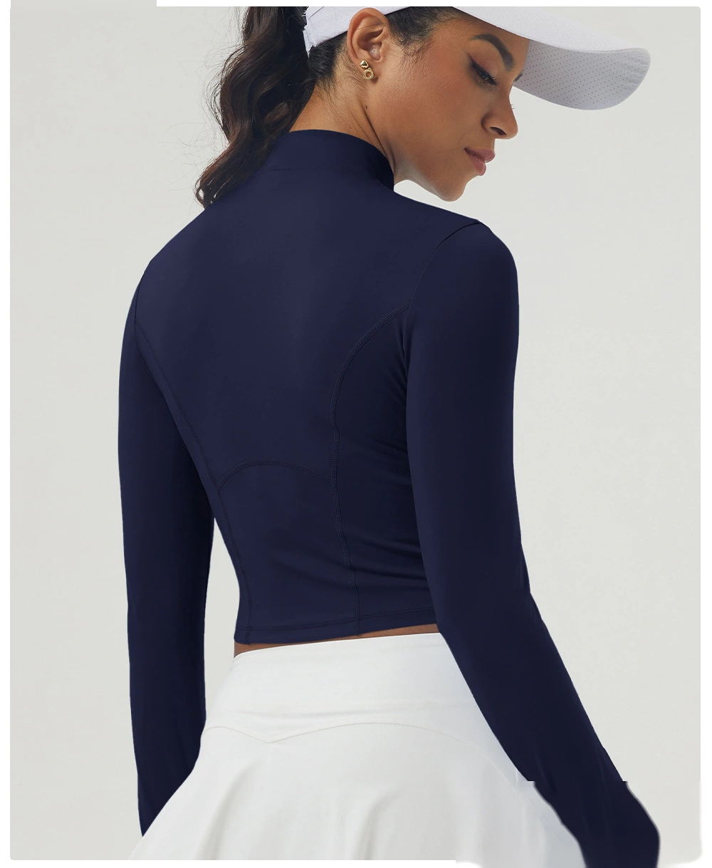 Customized outdoor running zipper tight coat yoga fitness sportswear top woman detail