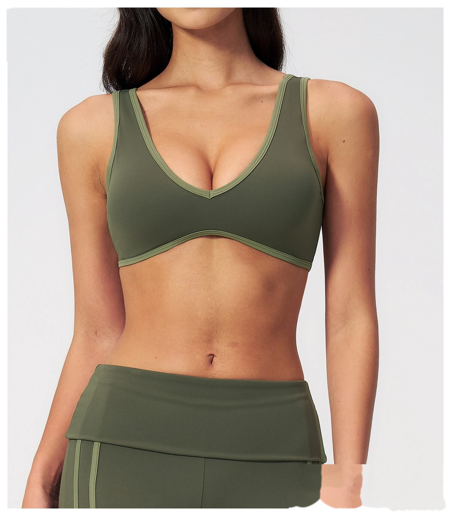 Women Color Block Open Back Sports Bra, Quick Dry Breathable Outdoor Workout Yoga Athletic Bra detail