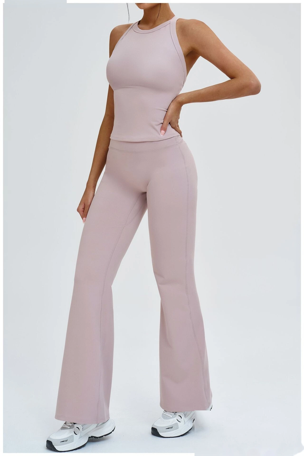 Bulk Custom Open Back Yoga Tank - High-Support Shockproof Cutout Workout Top for Outdoor Gym detail