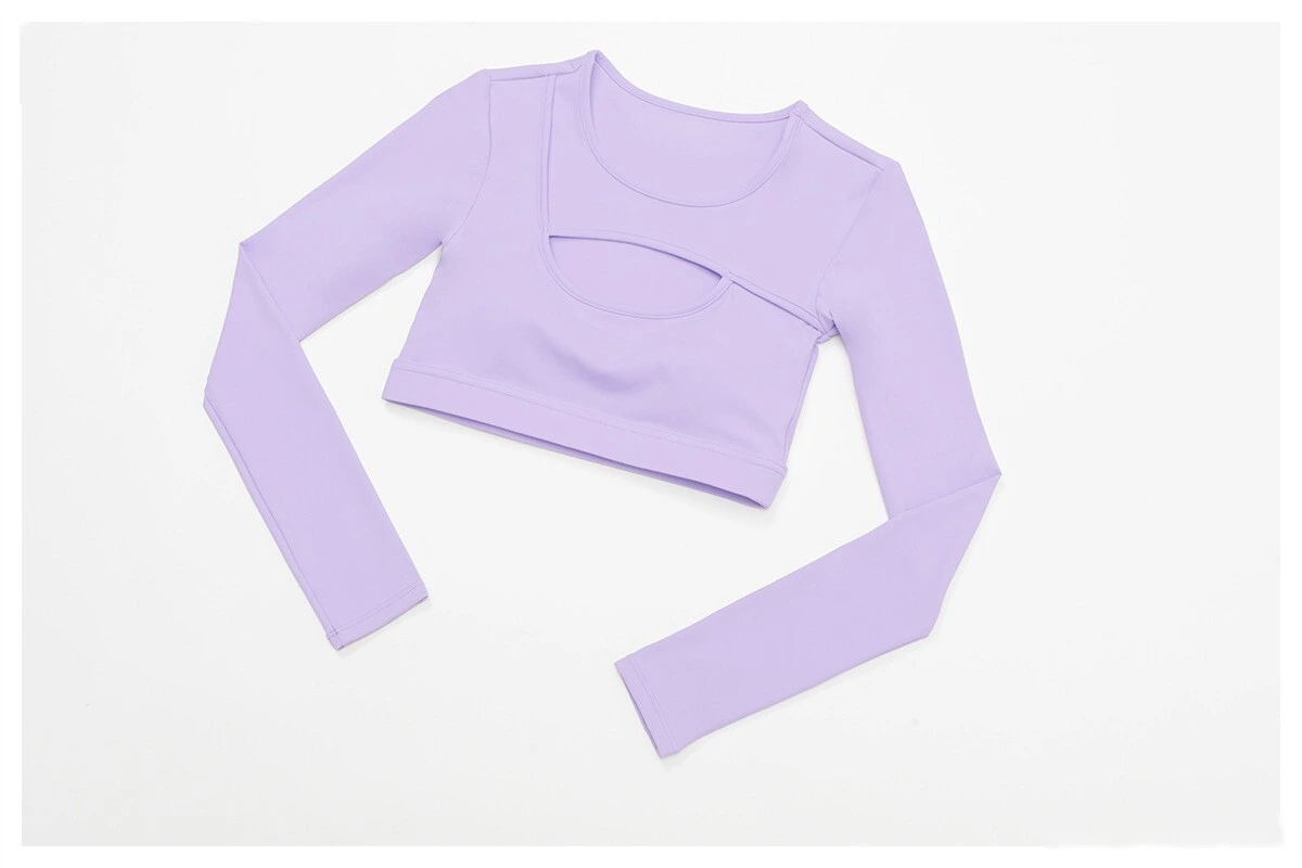 Customized tight-fitting yoga long sleeve earthquake-proof exercise hollow T-shirt running fitness yoga top detail