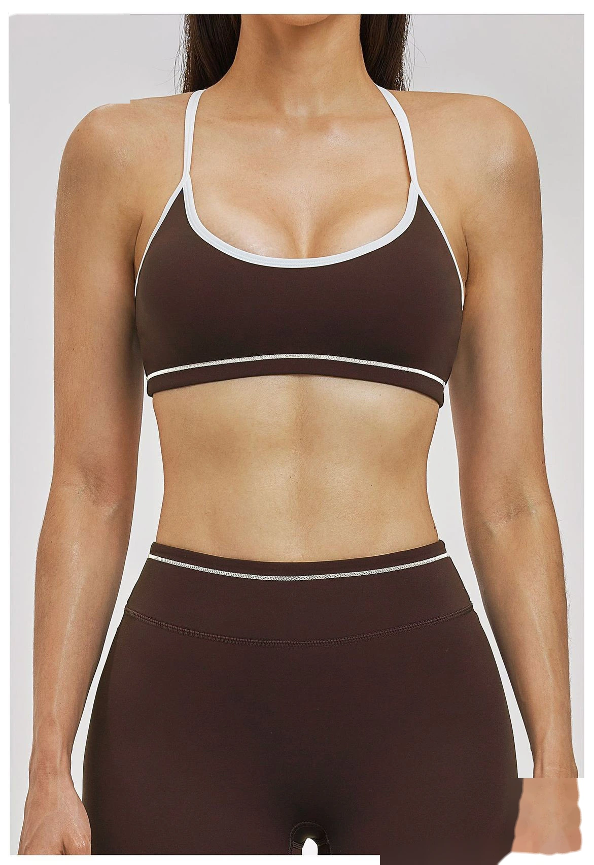Custom Women’s Color Block Beauty Back Sports Bra Medium Support Yoga Gym Bra detail