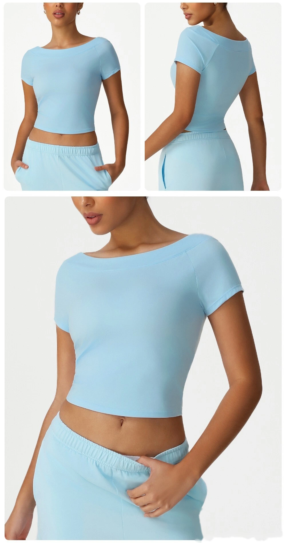 Slim-fit shaping sports top New skims short-sleeved T-shirt leisure yoga clothes high-elastic top detail