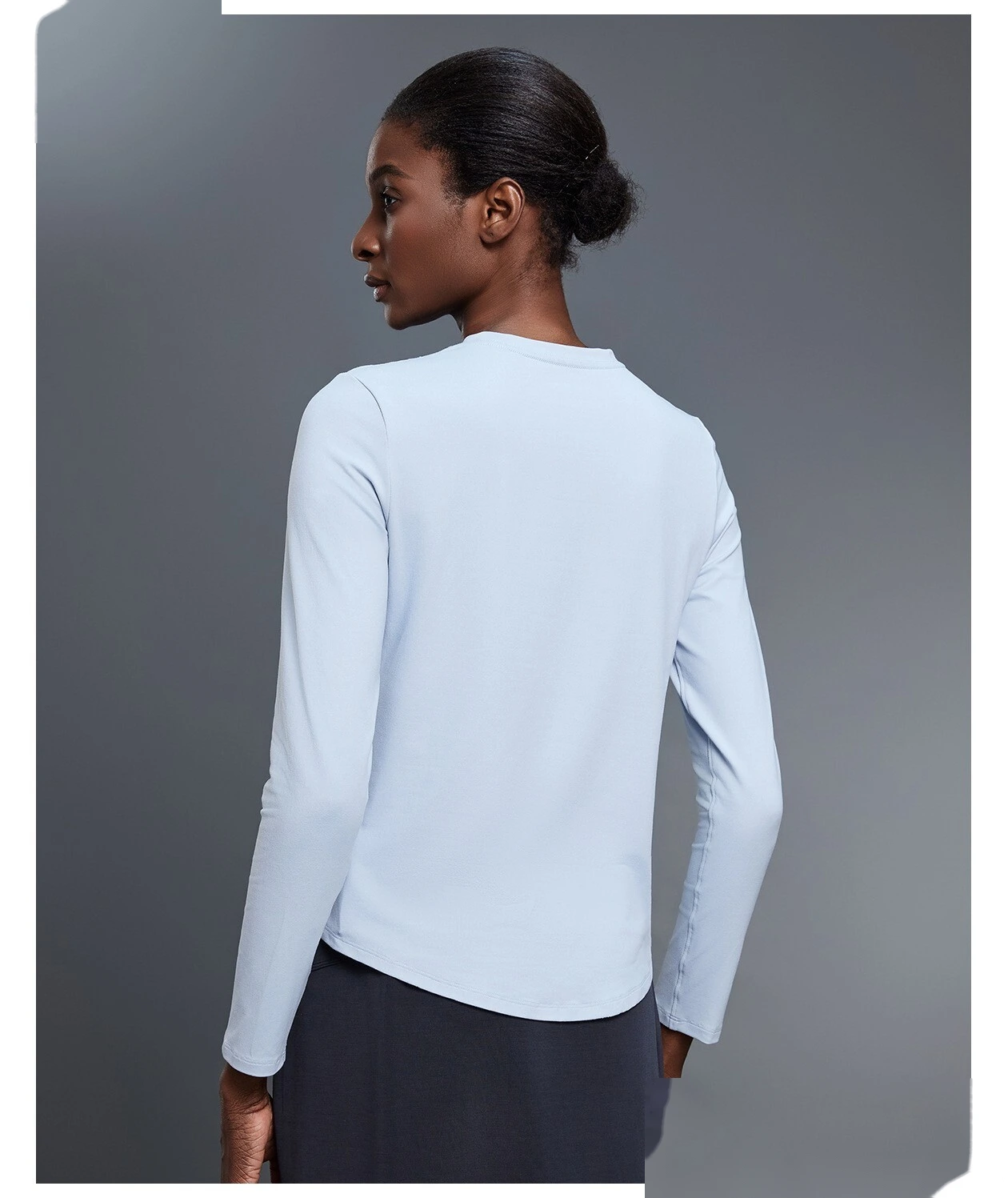 Customizable Women's Autumn Fitness T-Shirt | Crew Neck, Loose Slim, Long-Sleeve Yoga & Sport Style detail