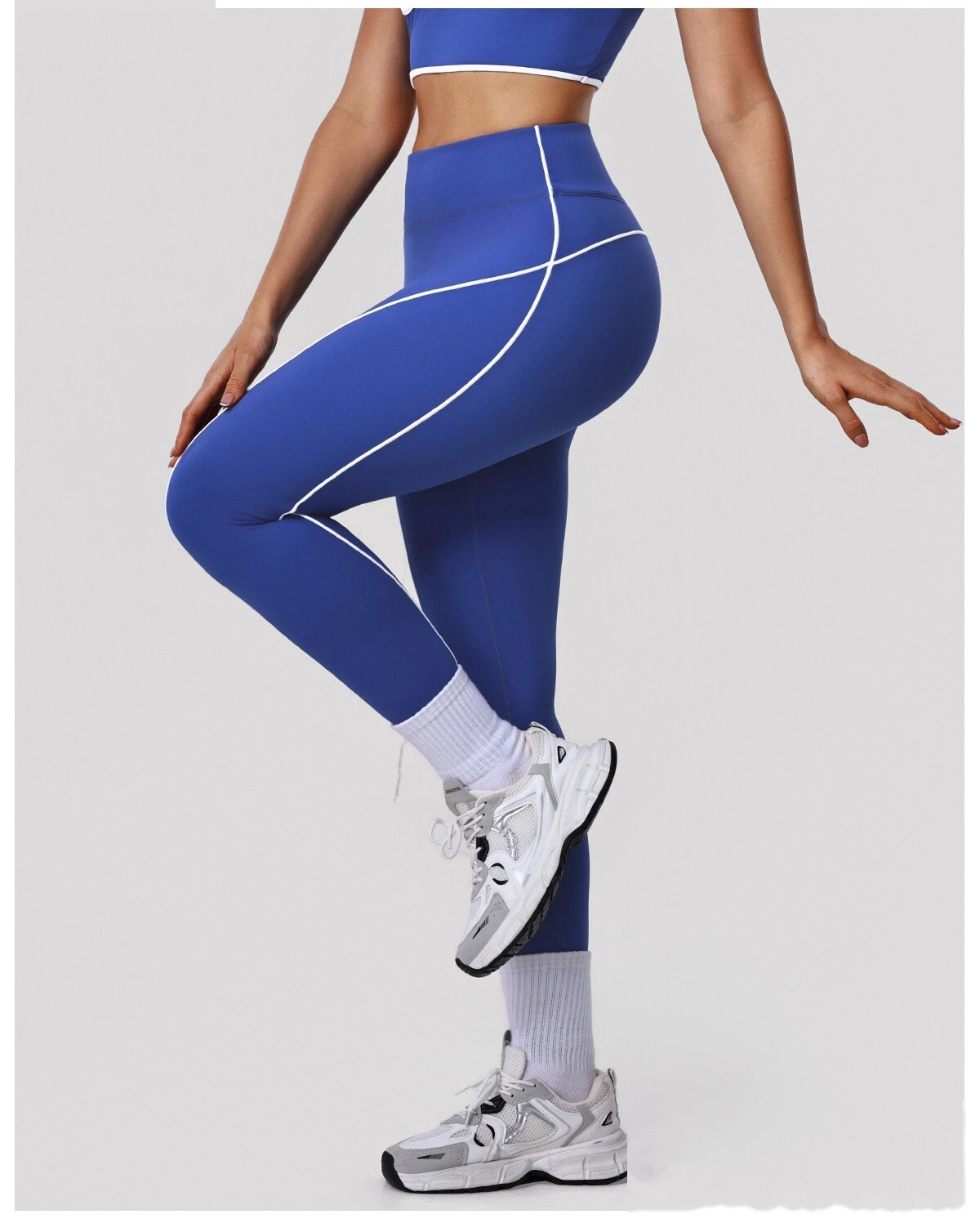 Custom Color Block Nude Feel Yoga Set - Women's High-Waisted High-Stretch Leggings for Gym Running Fitness detail