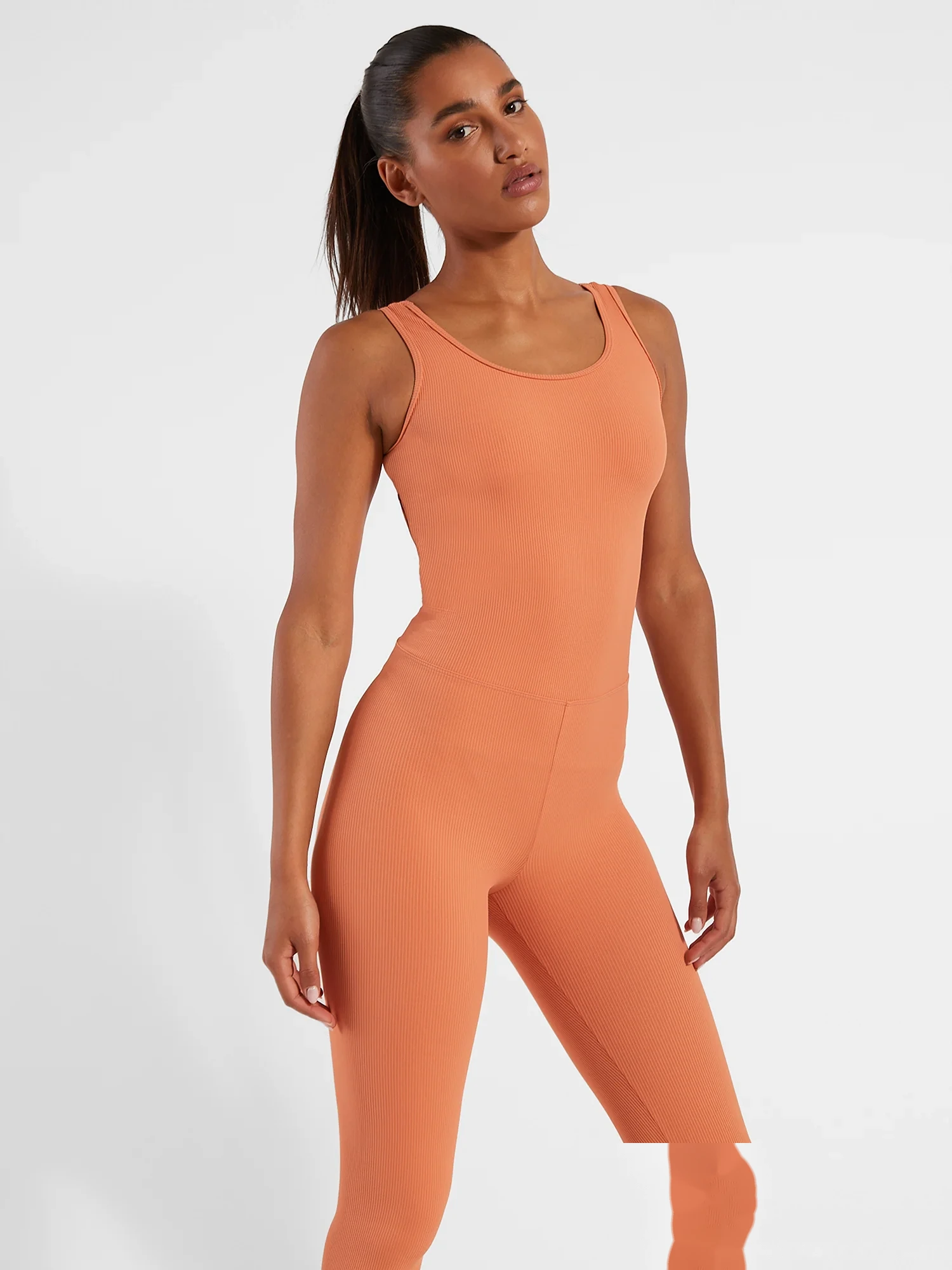 Women's fashion high elastic yoga jumpsuit sports fitness clothes detail