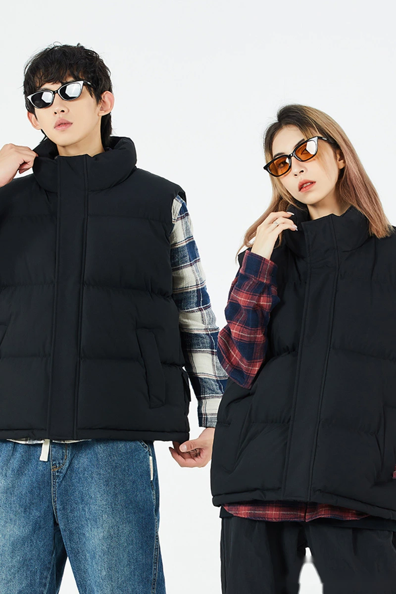 Customized fashion waterproof and warm cotton-padded jacket down jacket vest for men and women detail