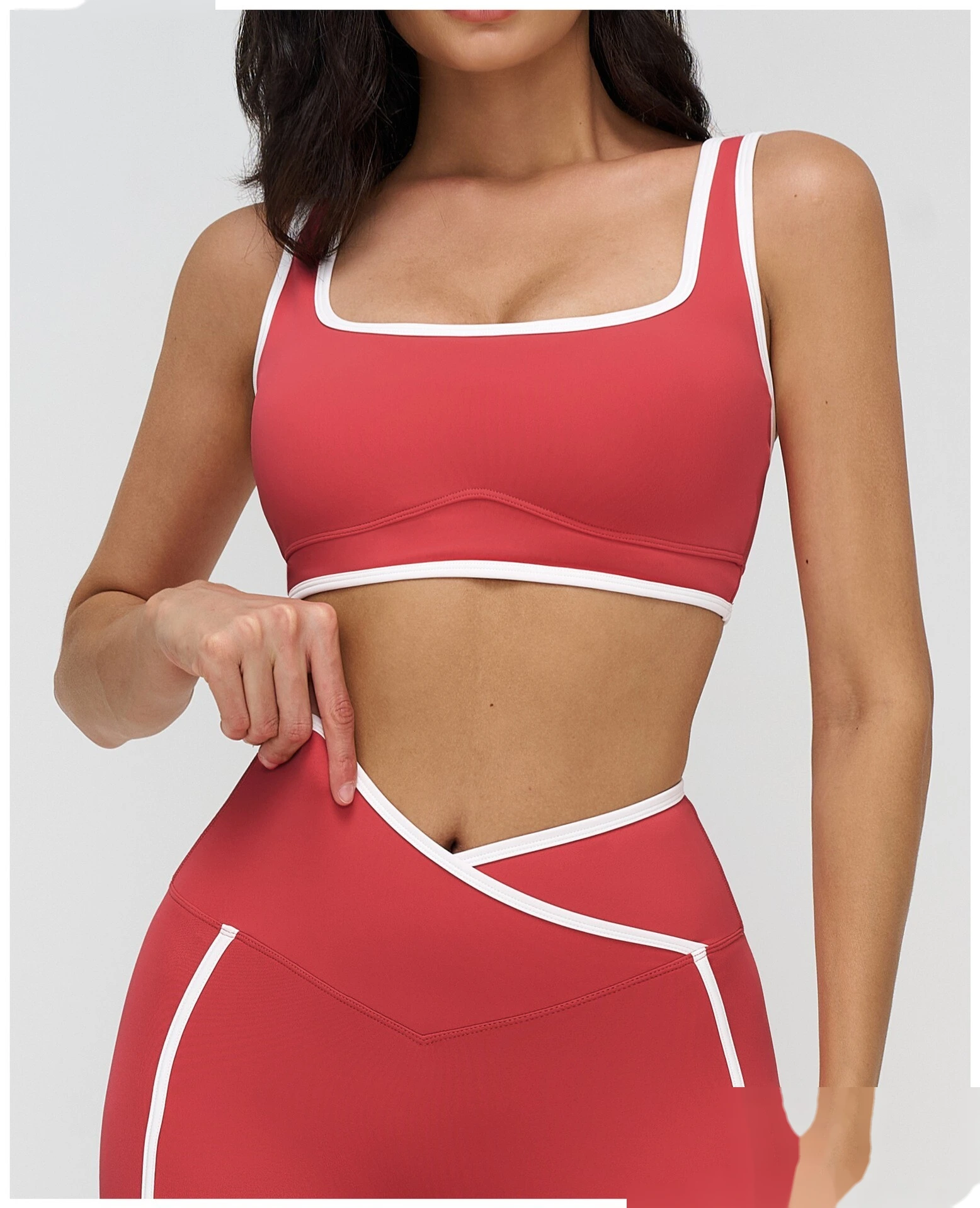 Custom Buttery Soft Yoga Set - Women's Color Block Tight Sports Bra for Outdoor Running & Fitness detail