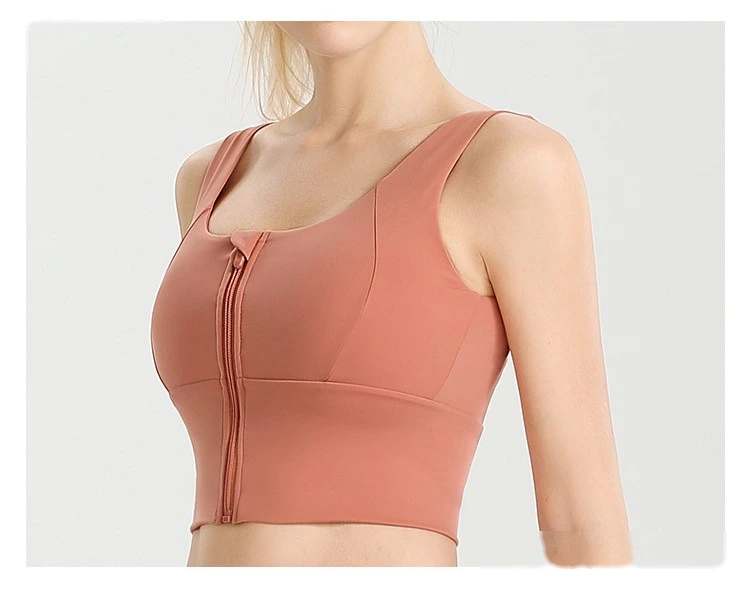 Womens zip up sports bras workout fitness training crop tops detail