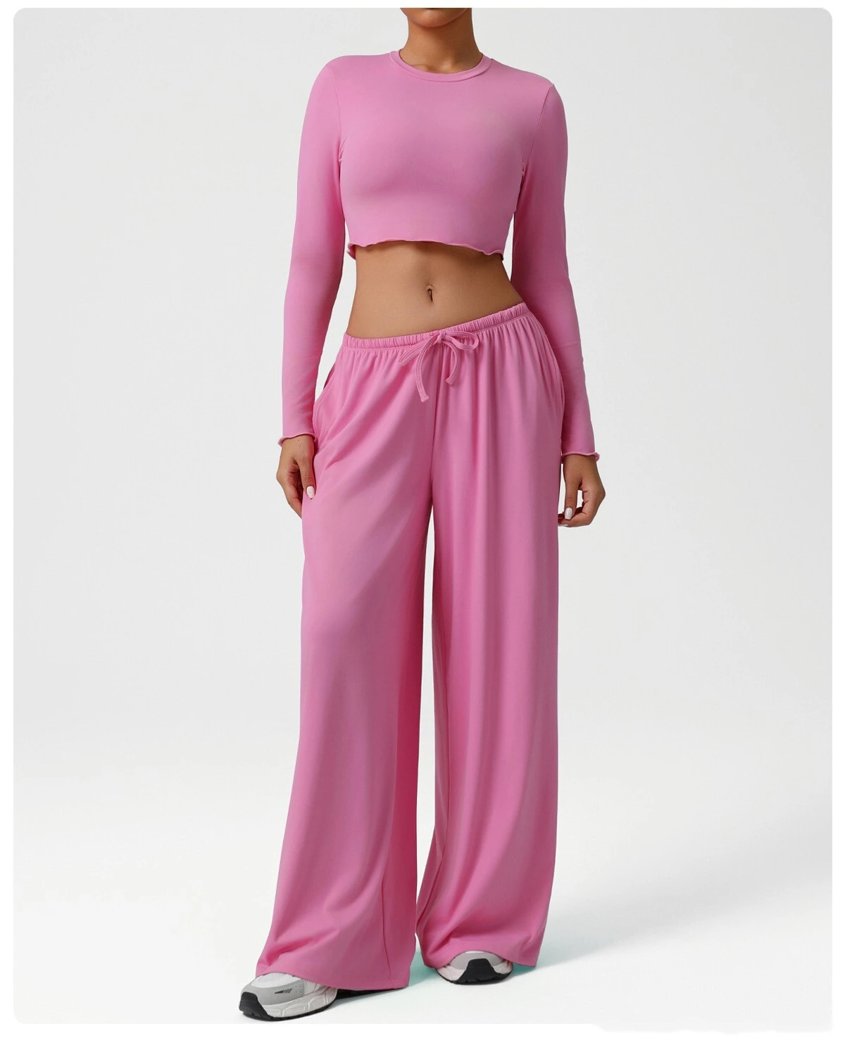 Customize the new yoga fitness suit skin-friendly breathable short slim slimming sports long sleeve T-shirt. detail