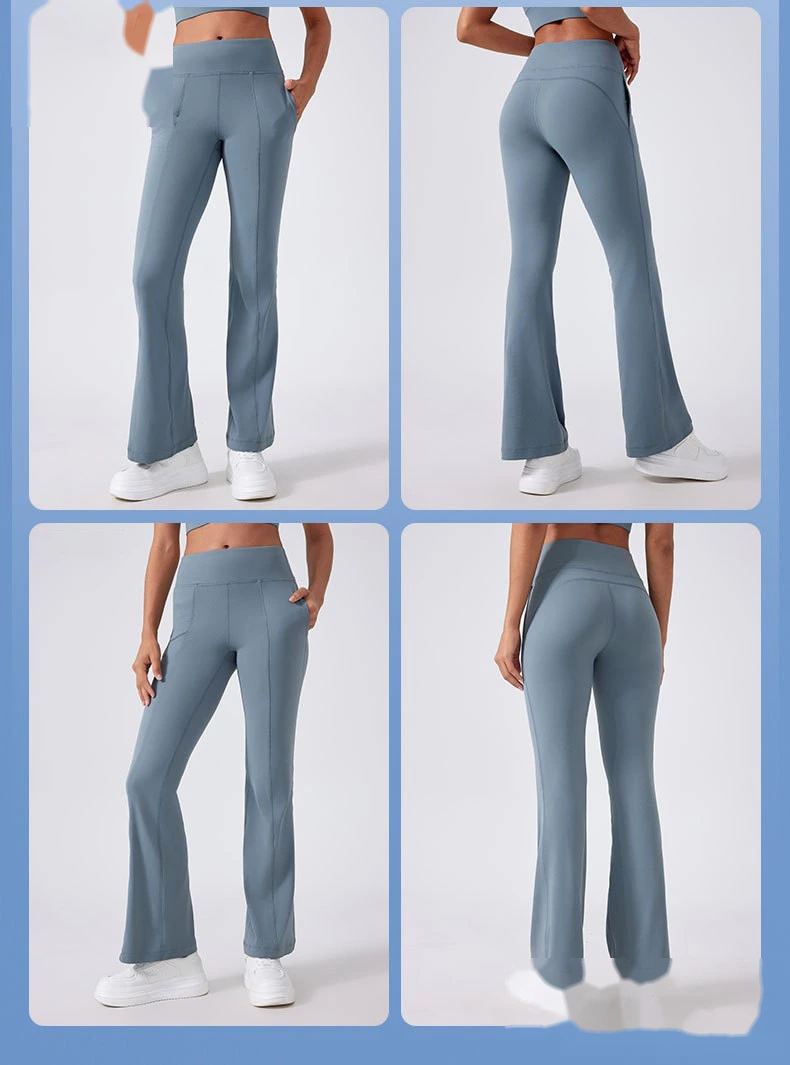 Custom-made women's high-waist hip-lifting wide-leg bell-bottoms exercise fitness yoga pants without embarrassment. detail