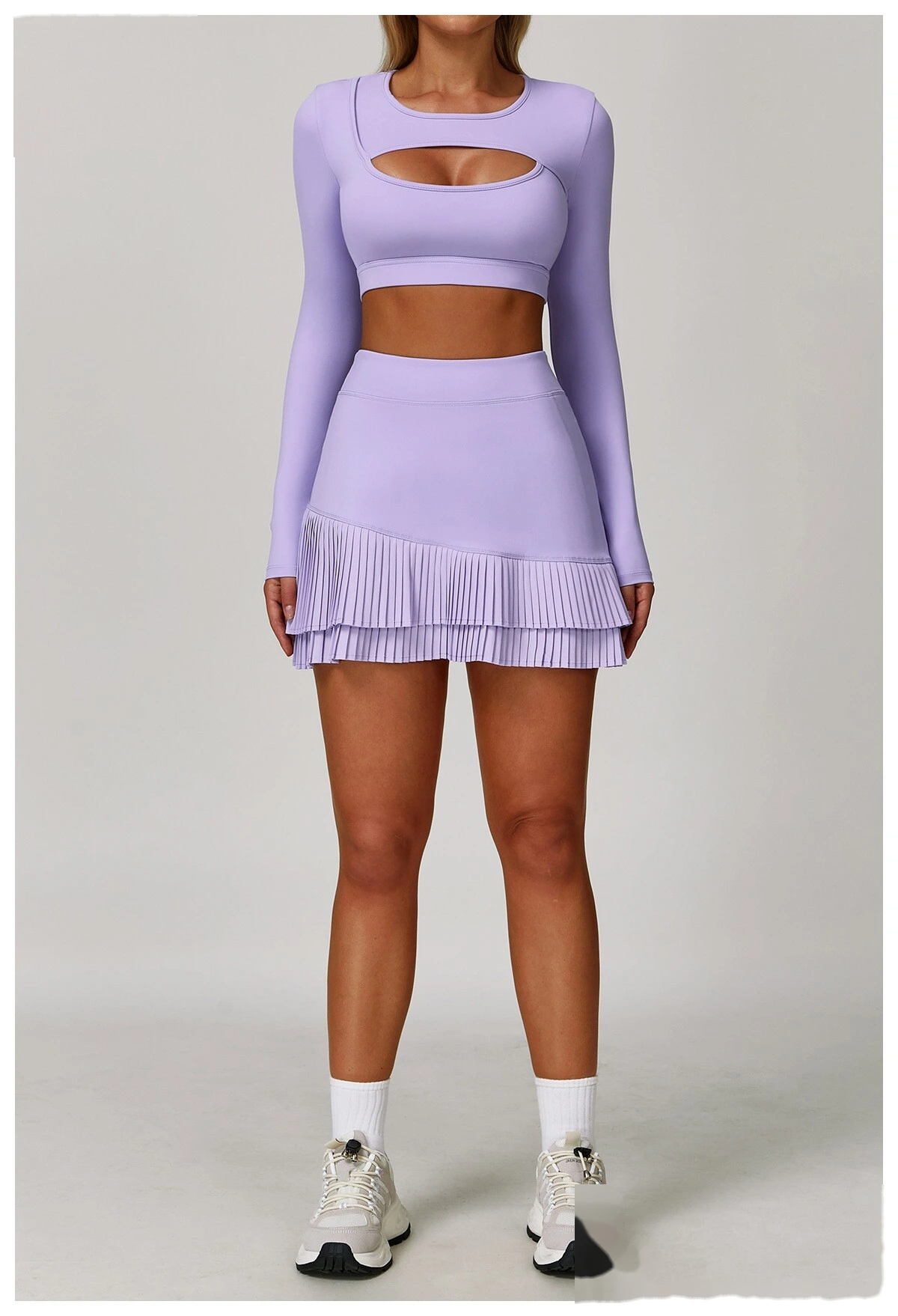 Customized sports skirt with high waist and pleated leggings pocket skirt to prevent exposure detail